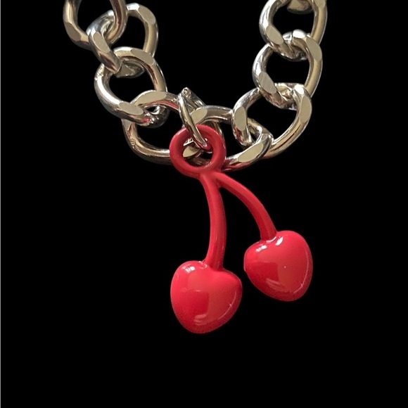 NWT-BETSEY JOHNSON-WOMENS SILVER AND PINK CHAIN BELT WITH CHARMS-SIZE M/L - Picture 14 of 15